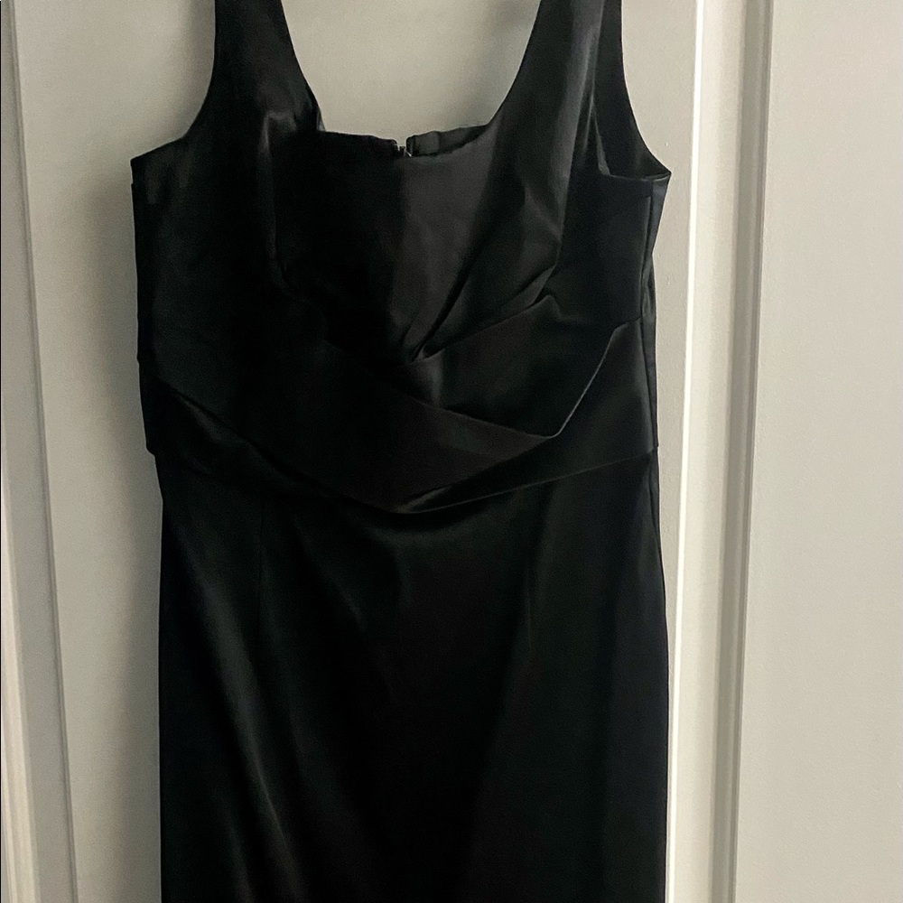Black satin cocktail dress